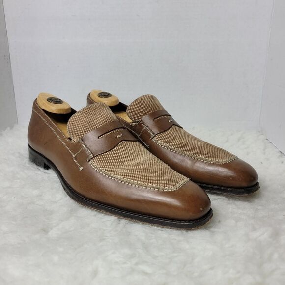 Mezlan 78246 Men's Size 8.5 Penny Loafer Shoes Leather / Fabric - Picture 1 of 11